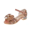 Sandali principessa bambina color oro rosa con strass, fiocco e ciondolo stella - EU 38 / Champagne