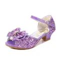 Girls' purple glitter princess heels with sparkling bow and pearl detail charms - EU 25 / Purple