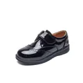 Klassische schwarze Jungen-Lacklederschuhe mit Budapester Muster und Klettverschluss - EU 26 / Schwarz