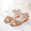 Sparkling champagne gold sequins princess shoes with rhinestone tassels for girls - 38 / Champagne