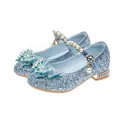Sparkly light blue Mary Jane princess shoes for girls with bow and pearl details - EU 25 / Blue