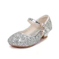 Silver glitter girls Mary Jane high heels with sparkling star and moon pendants - EU 25 / Silver