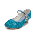 Sparkly blue glitter Mary Jane high heels for girls with a star and moon charm - EU 25 / Blue