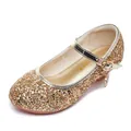 Sparkly gold sequins Mary Jane dress shoes for girls with elegant star charm pendant - 25 / Gold