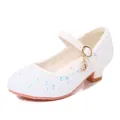 Sparkly white sequin Mary Jane shoes for girls with crescent moon star pendant - White