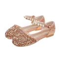 Champagne girls Mary Jane shoes with glitter rhinestones and pearl ankle strap - EU 22 / Champagne