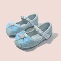 Sparkly light blue girls Mary Jane princess shoes with bow and pearl detail - EU 22 / Blue