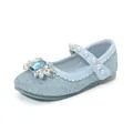 Sparkling light blue Mary Jane princess shoes with sequins, rhinestones and pearls - EU 22 / Blue