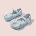 Scarpe Mary Jane bambina azzurre glitterate con fiocco di perle a forma di cuore - EU 22 / Blu