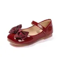 Girls red patent leather Mary Jane shoes with mesh bow and non-slip rubber sole - 22 / Red