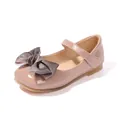 Pink patent leather Mary Jane shoes for girls with elegant mesh bow and velcro strap - 22 / Pink