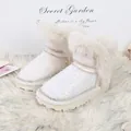 Bottes de neige blanches à paillettes pour filles avec fausse fourrure et strass d'hiver - EU 26 / Beige