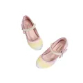 Sparkly gradient sequin princess shoes for girls with white faux pearl straps and bows - EU 38 / Rainbow