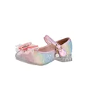Rainbow sequin girls high heel shoes with rhinestone bow and crystal heel for parties - EU 25 / Pink