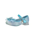 Sparkly light blue girls Mary Jane princess shoes with bow and transparent heels - EU 25 / Blue