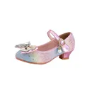 Rainbow gradient girls' glitter princess shoes with rhinestone bow and pearl charm - EU 25 / Pink