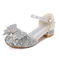Girls silver sparkling rhinestone princess shoes with bow and star crescent charm - EU 25 / Silver