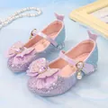 Sparkly purple gradient sequin princess shoes for girls with bow and pearl charms - EU 34 / Purple