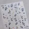 Pegatinas uñas M-653 con bambú de tinta, mariposas doradas y caligrafía de estilo chino - M-653 Oro de Color