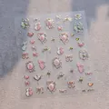 Autocollant à ongles avec silhouettes de chat roses et dorées et motifs de papillons - M-780-Bronzage avec Colle Gelée
