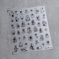 Silberne Gothic-Nagelsticker mit Schlangen und Mond für metallische 3D-Nagelkunst - Silber Bronzierung Gotische Schlange Mond Stern Stil (M-789) / Silber