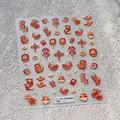 3D-geprägte chinesische Neujahrs-Nagelaufkleber TS-3955 mit roten Laternen und Goldfischen - TS-3955 Neujahr Glückstasche - Neues Relief