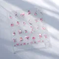 Roze aardbei en strik nagelstickers met strassteentjes en hartpatronen, model TL-291 - Aardbei Strik Transparant Glas Strass Stijl (TL-291)