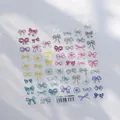 Minimalist colorful bow nail art stickers variety pack with diverse patterns on white background - Multi-color Bowknot (TS-3962)