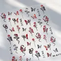 Holografischer Nagelaufkleber M-877 mit Laser-Schmetterlings-, Schlangen- und Rosenmustern - Lasergeschnittenes Schmetterlings- Rosen- Und Schlangenmotiv (m-877)