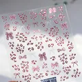 5D-geprägte Nagelaufkleber TS-4015 mit Leopardenmuster und rosa Schleifen auf Folie - Leopard Phantomrosa / TS-4015
