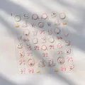 3D-Nagelsticker mit weißen Cartoon-Katzen, rosa Schleifen und funkelnden Strasssteinen - Tl-314 – Neues Design Mit Diamantprägung