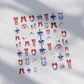 5D embossed bow nail stickers in red and blue colors for professional nail art TL-334 - 5D Embossed French Red Blue Bowknot with Artificial Pearl (TL-334)