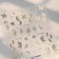 Autocollants à ongles papillon et lys translucides avec détails dorés modèle TS-3997 - TS-3997 Nouvel Amour de Papillon Vert Relief (TS-3997)