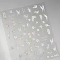 Pegatinas holográficas 3D para uñas con diseños de hadas y flores, M-951 - Estilo de Fragmentos de Vidrio M951