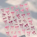 5D embossed nail stickers featuring pink and purple 3D bows with TS-4018 design - Pink Bowknot (TS-4018)