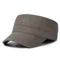 Gorra militar gris oscuro de algodón con bordado de Boston y detalle de estrella - Talla Única Ajustable / Gris