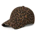 Berretto da baseball con stampa leopardata e dettagli consumati sulla visiera alla moda - Taglia Unica Regolabile / Caffè Scuro