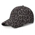 Berretto da baseball leopardato vintage con bordi usurati e trama in twill di cotone - Taglia Unica Regolabile / Grigio Viola