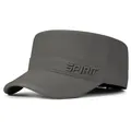 Casquette militaire grise en toile de coton avec broderie SPIRIT pour hommes et femmes - Taille Unique Réglable / Gris clair