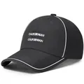 Berretto da baseball grigio scuro con ricamo Travel Californian e piping bianco - Taglia Unica Regolabile / Nero