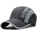 Men's breathable quick-dry baseball cap with grey mesh panels and sporty sun visor design - One Size Adjustable / Dark Gray