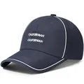 Berretto da baseball blu scuro ad asciugatura rapida con ricamo bianco e bordatura - Taglia Unica Regolabile / Blu navy