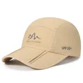 Khaki quick-dry foldable baseball cap with mountain print and UPF 50+ sun protection - One Size Adjustable / Khaki