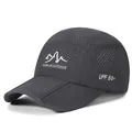 Dark grey quick-dry outdoor baseball cap with UPF 50+ protection and mountain print - One Size Adjustable / Dark Gray