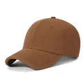 Deep brown washed cotton baseball cap for large head sizes in a classic solid style - Standard Fit (54-58cm) / Brown