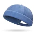 Unisex washed denim blue docker cap with adjustable strap and breathable eyelets - One Size Adjustable / Sky Blue