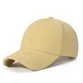 Minimalist beige washed cotton baseball cap in six-panel style for large head sizes - Khaki