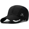 Cappellino sportivo nero asciugatura rapida con mesh traspirante e striscia riflettente - Taglia Unica Regolabile / Nero (Con Striscia Riflettente)
