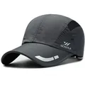 Dark grey quick-dry baseball cap with breathable mesh side panels and reflective stripe - One Size Adjustable / Dark Gray (With Reflective Strip)