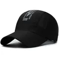 Quick-dry black baseball cap with mesh side panels and stylish RS logo print - One Size Adjustable / Black (RS Style)